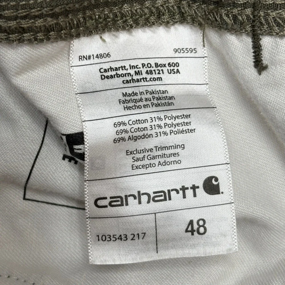 Carhartt Force Relaxed Fit Ripstop Cargo Work Shorts Mens 48 Olive Green 11